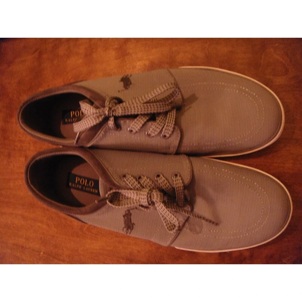 Mens Polo By ralph Lauren Faxon low 12D gray grey‎ suede accent shoes
